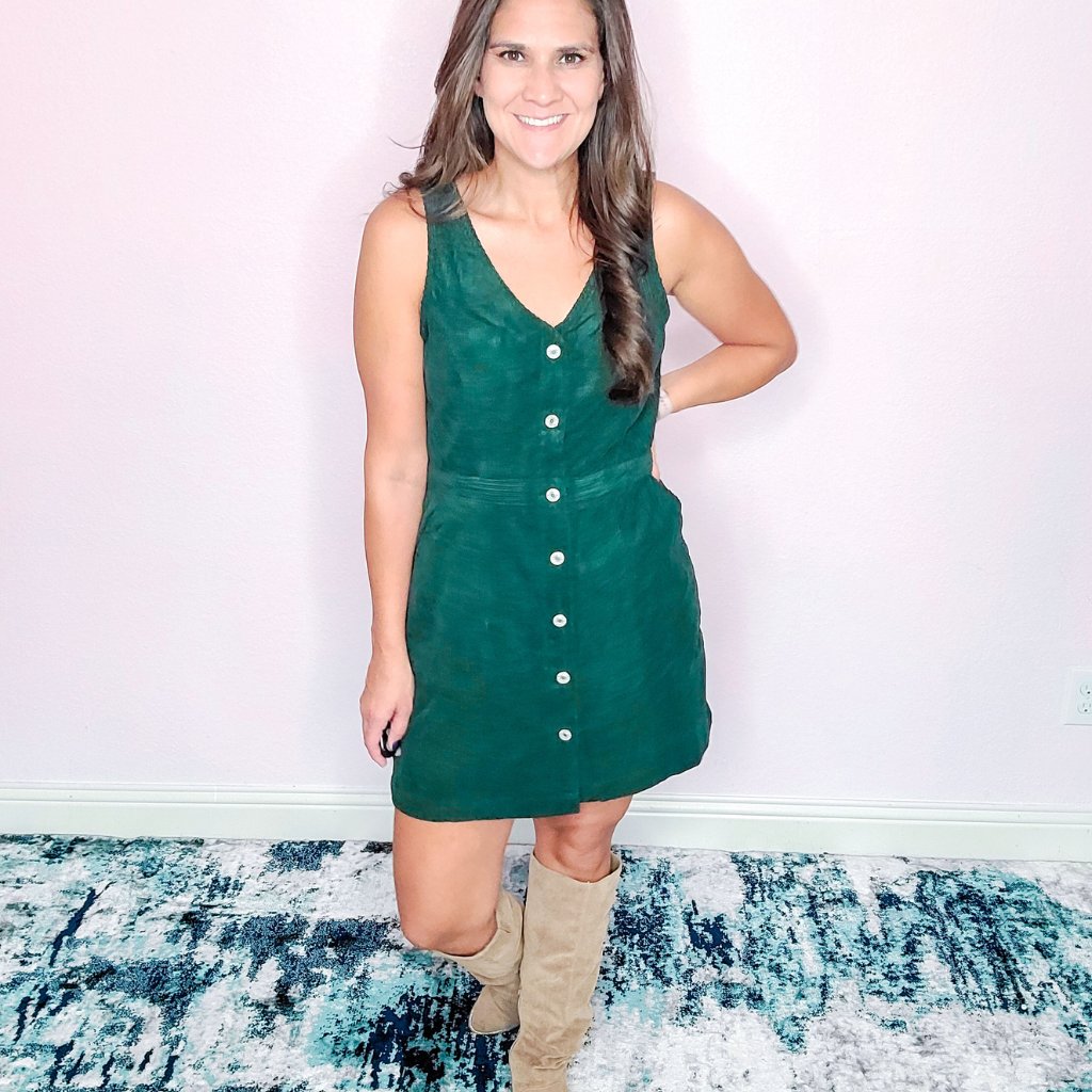 Hunter Green Corduroy Dress