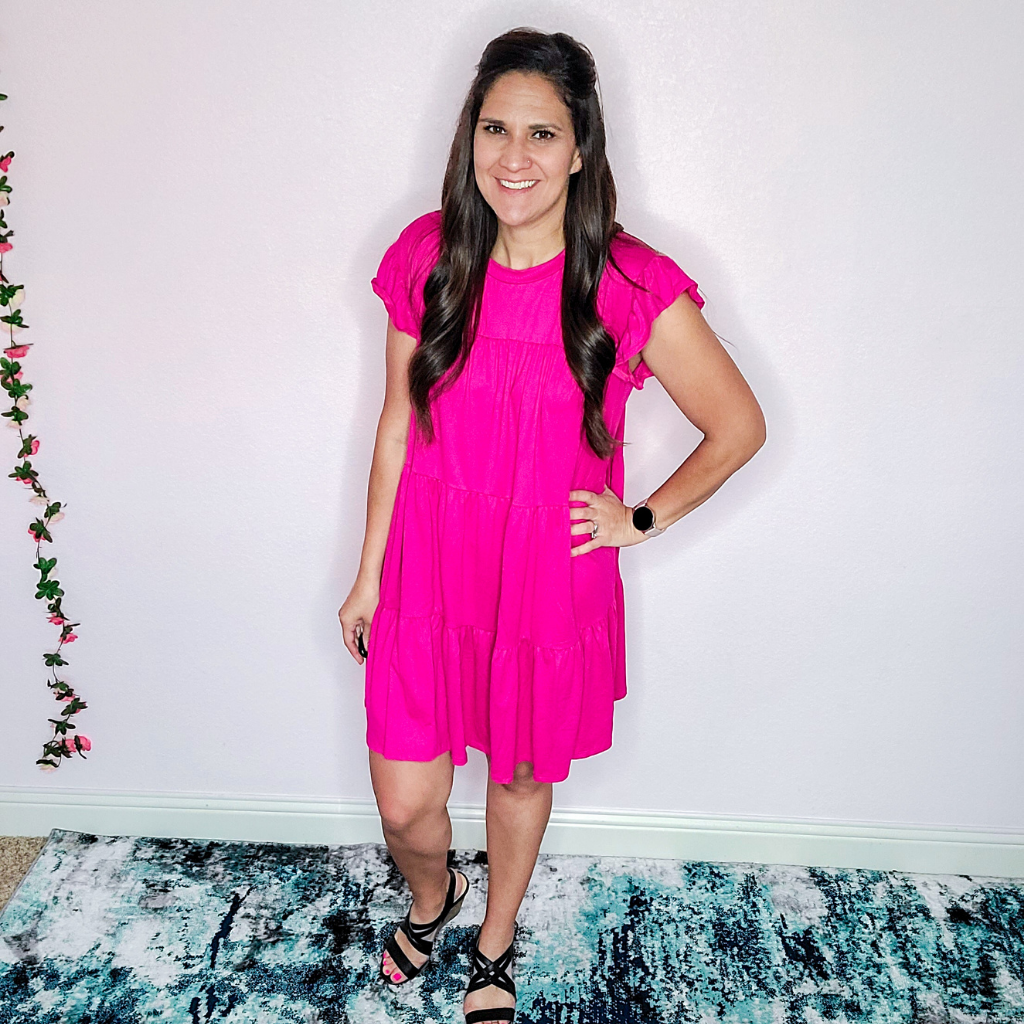 Hot pink Ruffle Dress